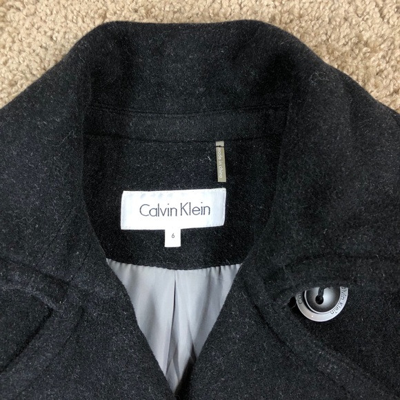 Calvin Klein wool blend dark gray pea coat - Picture 3 of 5